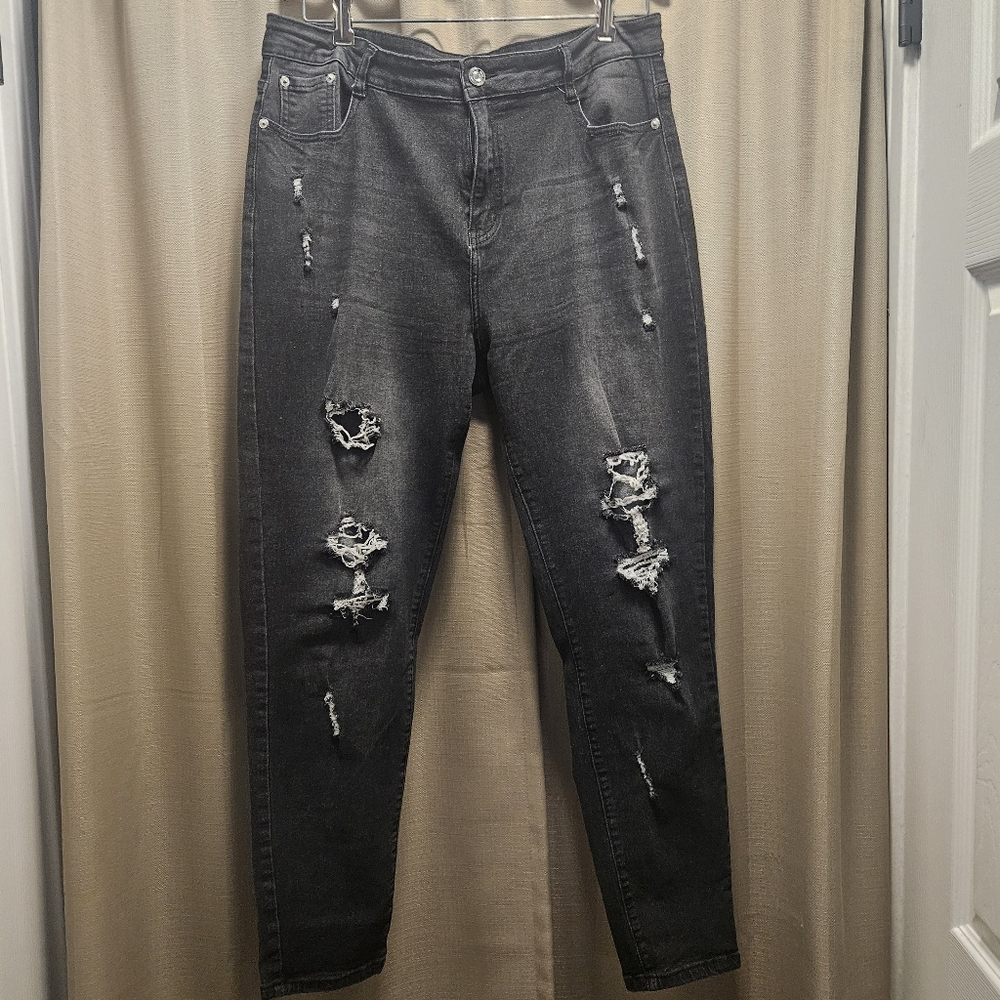 Distressed Black Women's Jeans